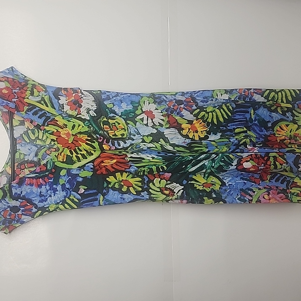 Jams World Pasta Blue & Green Floral Made In Hawaii Sz XS Midi Dress